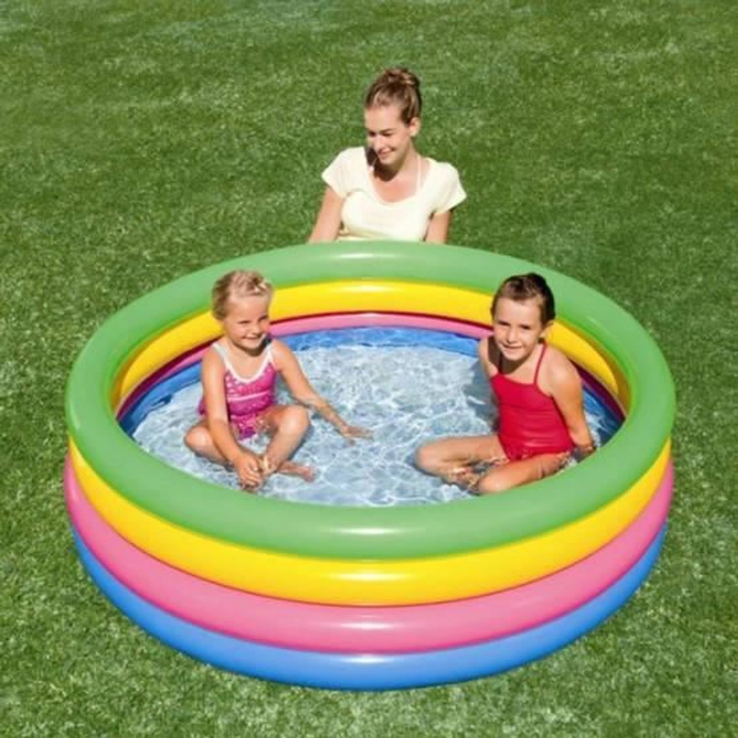 Piscina gonflabila pentru copii, rotunda, curcubeu, 157x46 cm, Bestway Rainbow fotografia produsului View 3 L