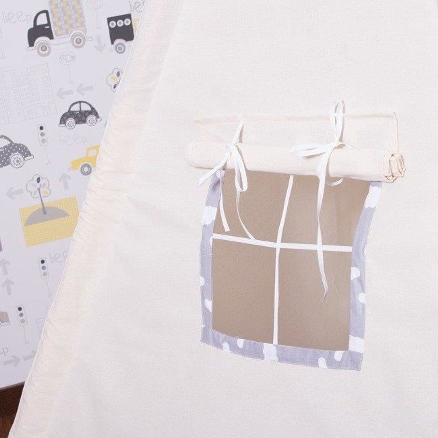 Cort de joaca pentru copii, stil indian, gri cu nori, 120x100x160 cm, Springos fotografia produsului View 7 L