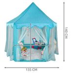 Cort de joaca pentru copii, hexagonal, cu perdele, albastru si alb, 135x135x140 cm fotografia produsului View 6 S