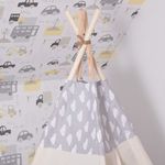 Cort de joaca pentru copii, stil indian, gri cu nori, 120x100x160 cm, Springos fotografia produsului View 8 S