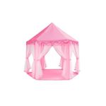 Cort de joaca pentru copii, hexagonal, cu perdele, roz, 135x135x140 cm fotografia produsului