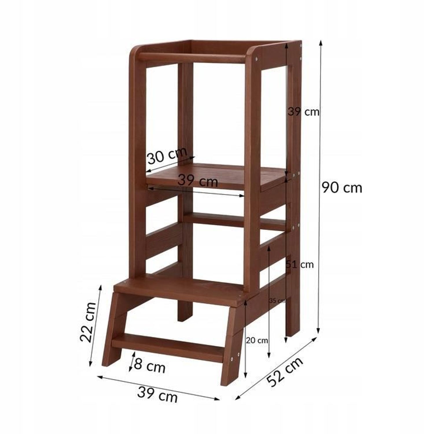 Inaltator multifunctional/ajutor de bucatarie pentru copii, ajustabil, lemn, maro, 39x52x90 cm, Springos fotografia produsului View 5 L