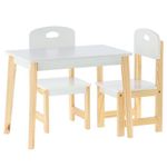 Set masa cu 2 scaune, pentru copii, lemn, MDF, alb, 60x40x46 cm, Daisy fotografia produsului