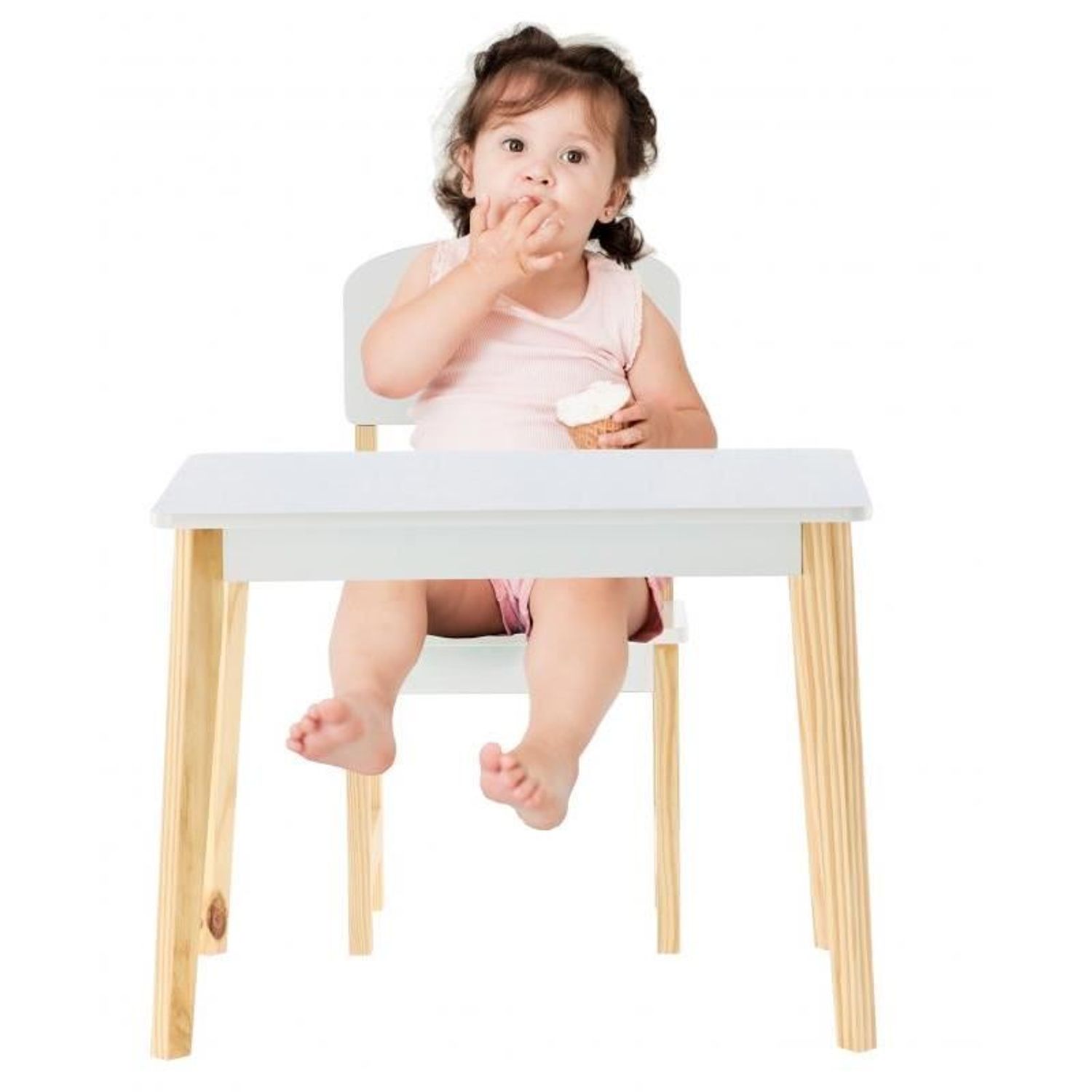 Set masa cu 2 scaune, pentru copii, lemn, MDF, alb, 60x40x46 cm, Daisy fotografia produsului View 4 L