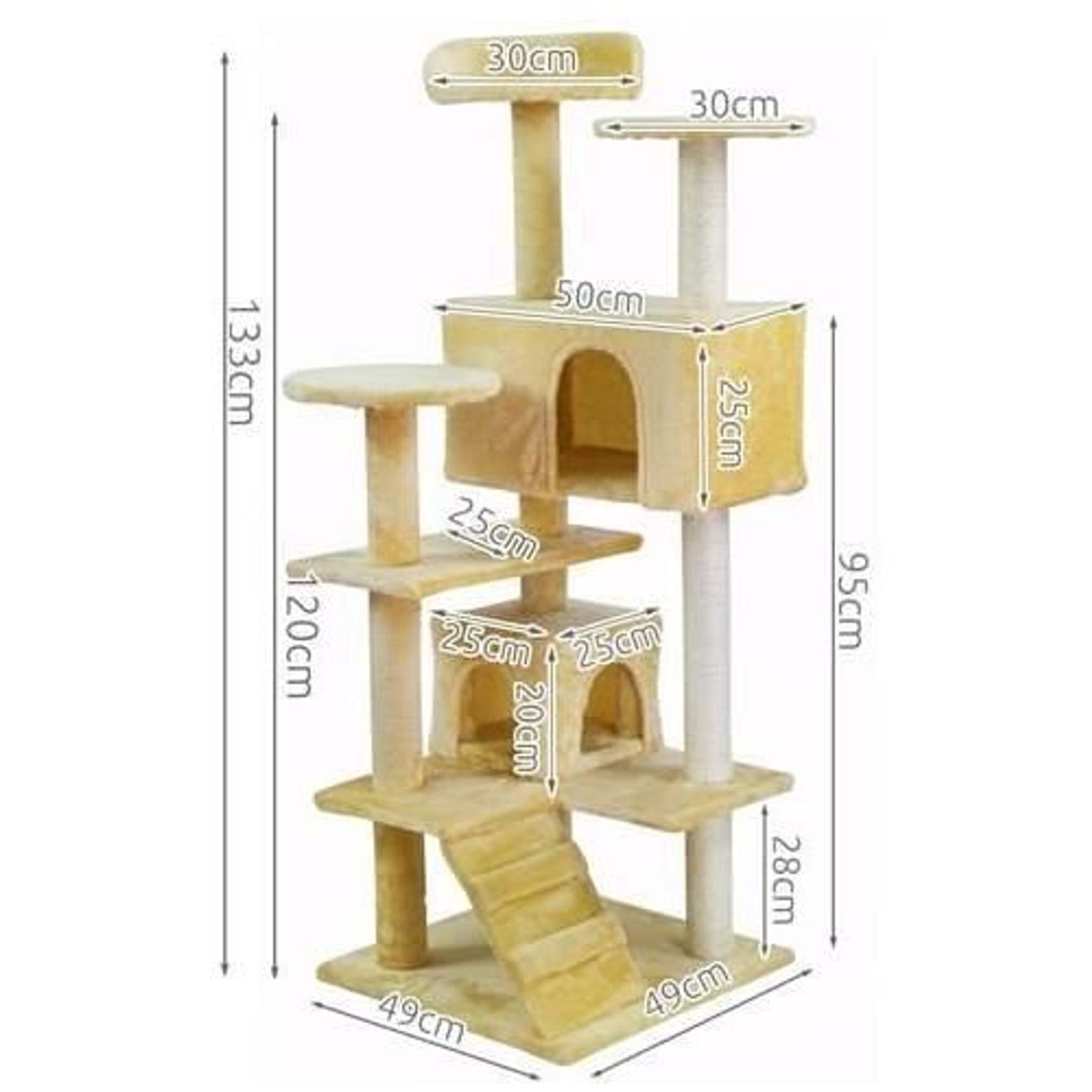 Ansamblu de joaca pentru pisici, cu scara si platforme, bej, 127 cm, Malatec fotografia produsului View 2 L