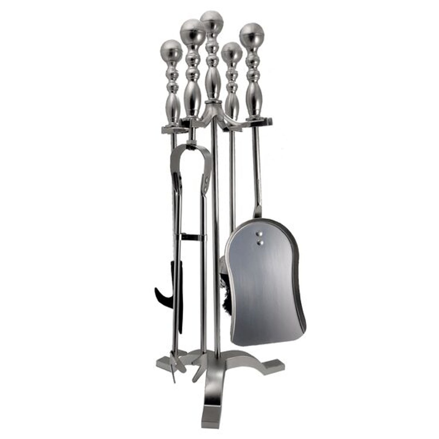 Set accesorii semineu, suport cu 4 piese, nichel, 53 cm fotografia produsului
