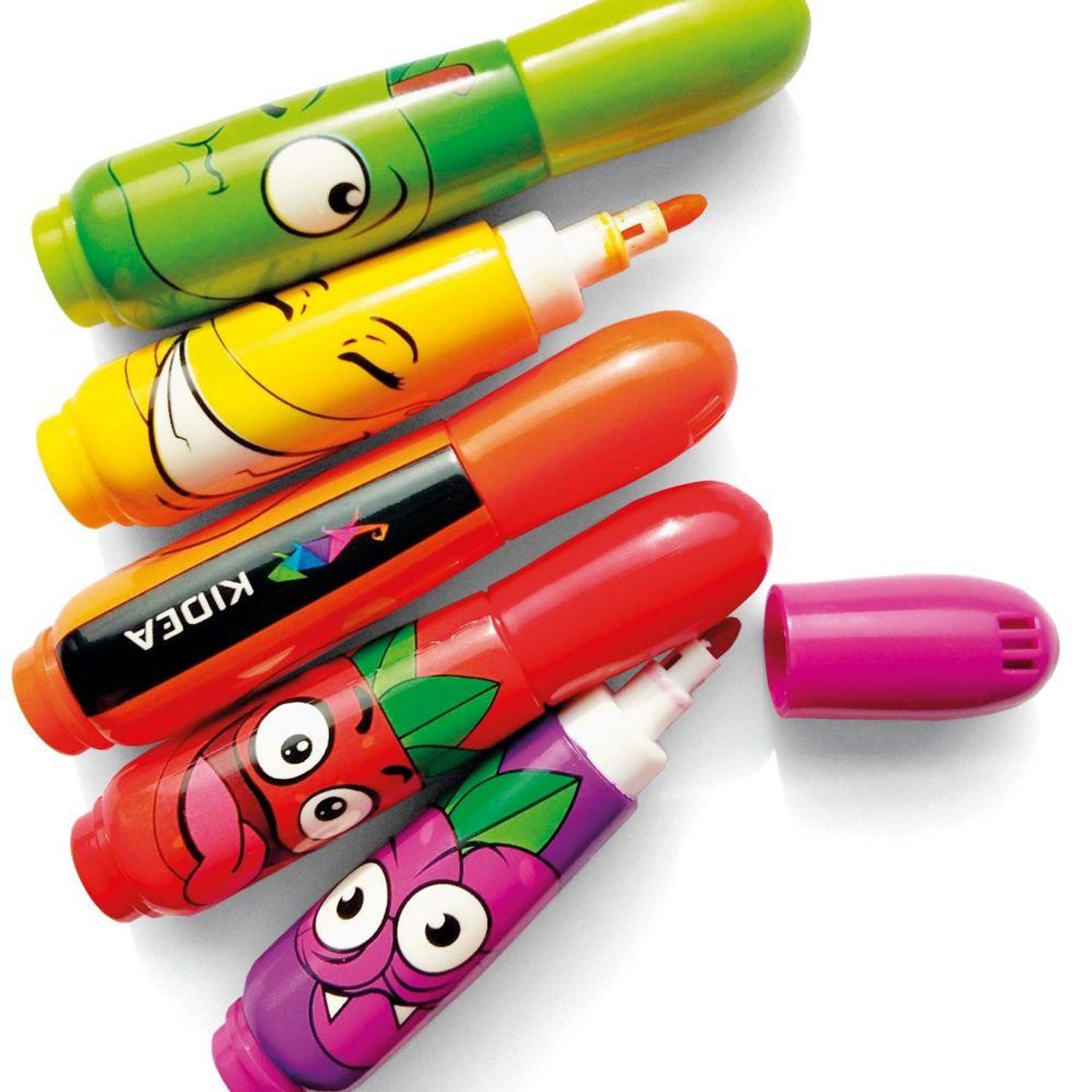 Set 6 carioci, KIDEA, markere, pentru copii, multicolore cu miros de fructe fotografia produsului View 2 L