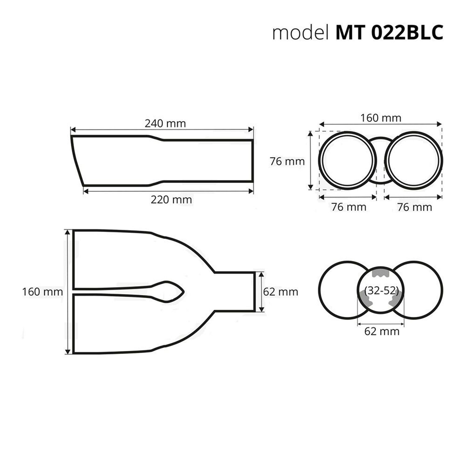Ornament tips capat, Amio, toba de esapament, mt 022blc fotografia produsului View 2 L