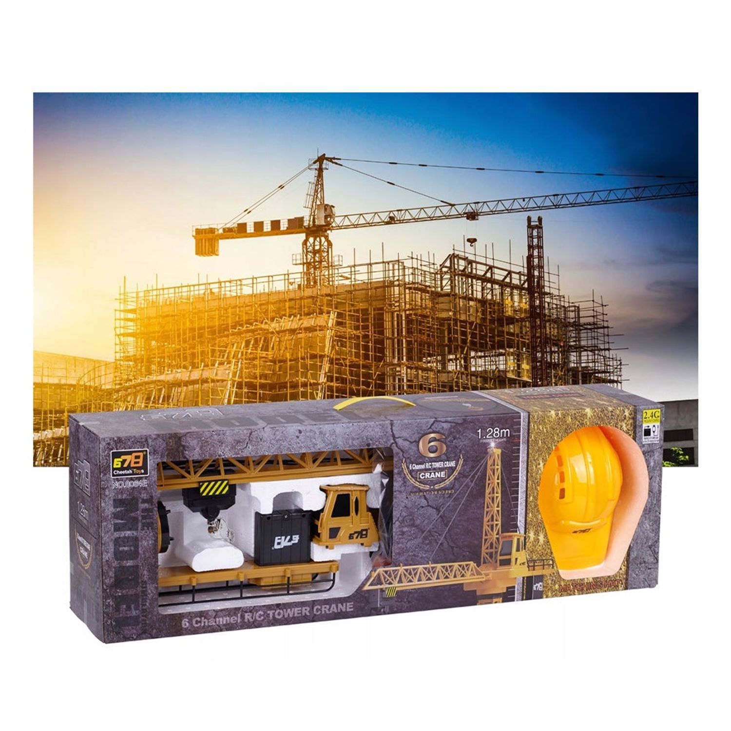 Jucarie macara turn, cu telecomanda si casca, 128 cm fotografia produsului View 5 L