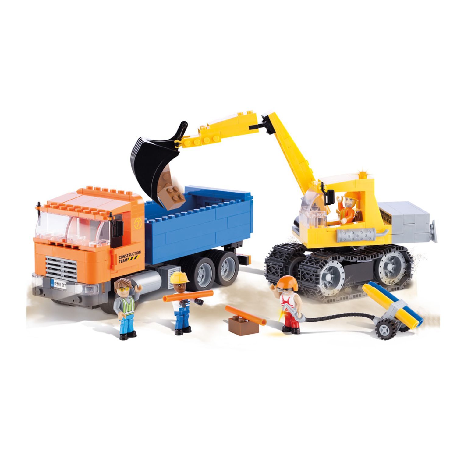 Set de Construit Dump Truck And Excavator fotografia produsului