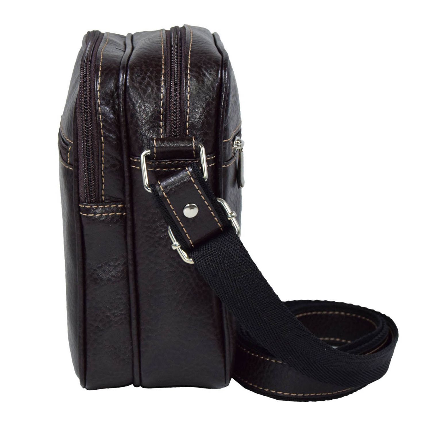 Borseta piele moale maro, MAGAZINULDEGENTI, model cu fermoare 010 fotografia produsului View 4 L