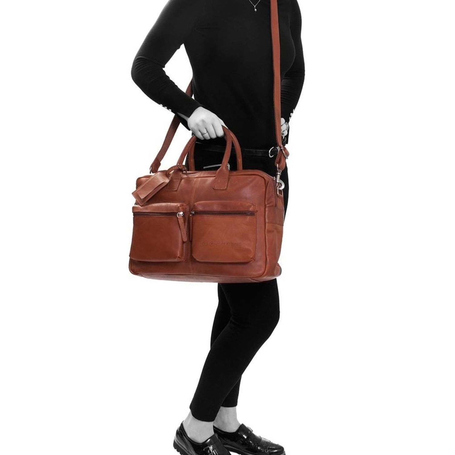 Geanta de laptop din piele naturala, The Chesterfield Brand, Yasmin 15 inch, Maro coniac fotografia produsului View 7 L