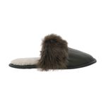 Papuci de casa din blana pufoasa naturala de miel si talpa moale, culoare kaki, marimea 36, MAGAZINUL DE GENTI fotografia produsului View 3 S