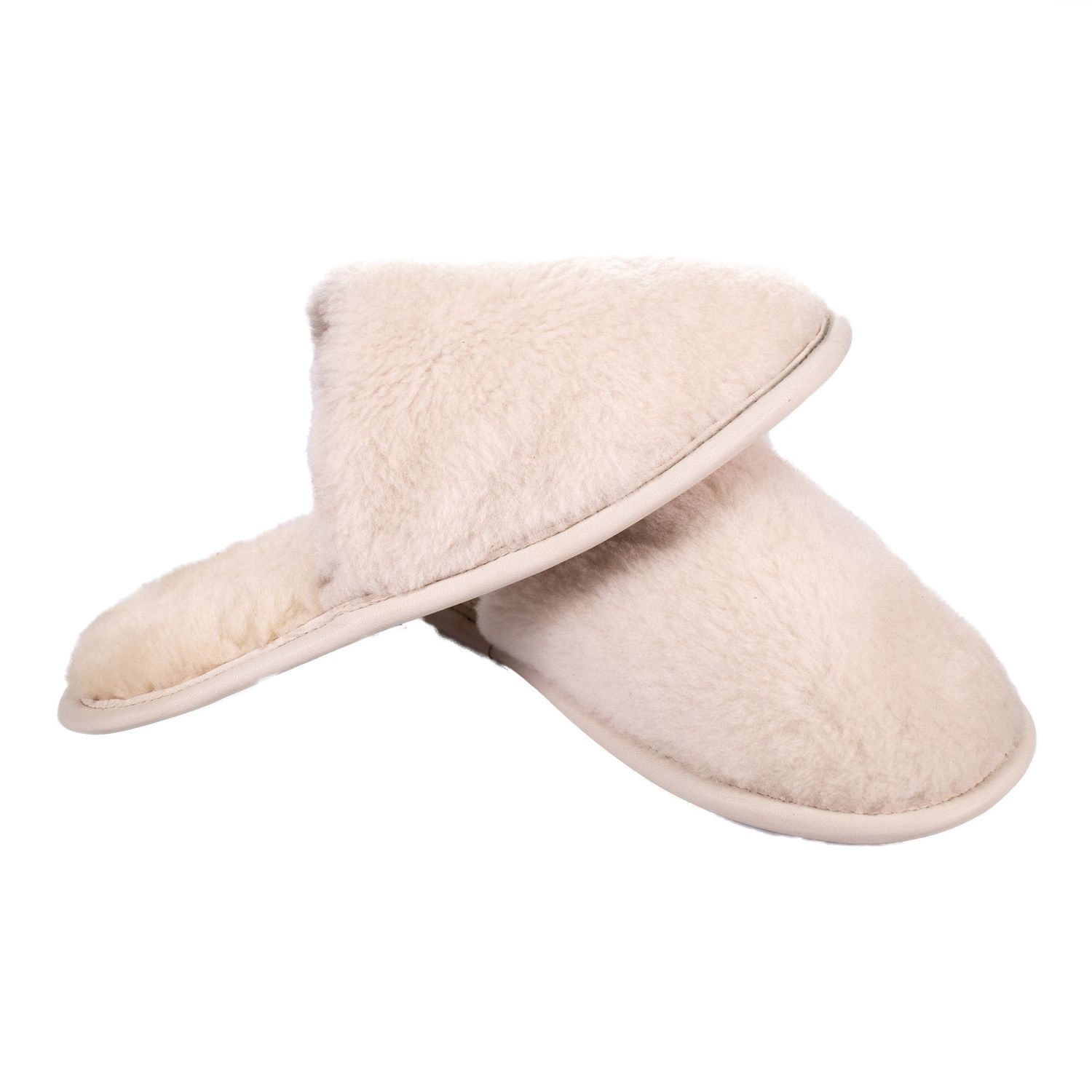Papuci de casa din blana naturala de miel, confortabila, model unisex, marimea 37, Alb fotografia produsului View 3 L