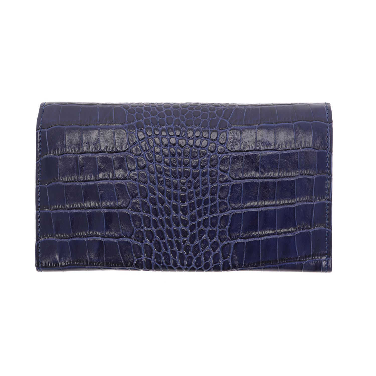 Portofel din piele naturala tip croco, bleumarin, model 2054, cu capac dublu, MAGAZINUL DE GENTI fotografia produsului View 3 L