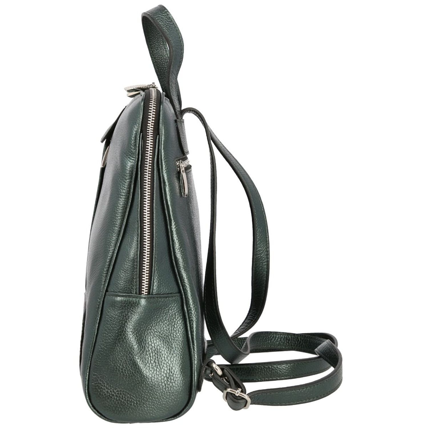 Rucsac dama din piele naturala moale, model 250, Verde metalizat fotografia produsului View 3 L