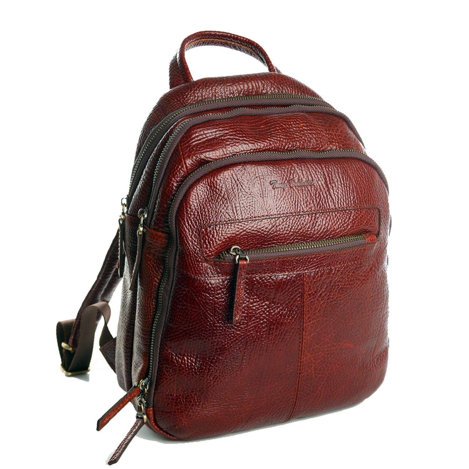 Rucsac maro roscat cu trei compartimente, magazinuldegenti, model T5116 fotografia produsului