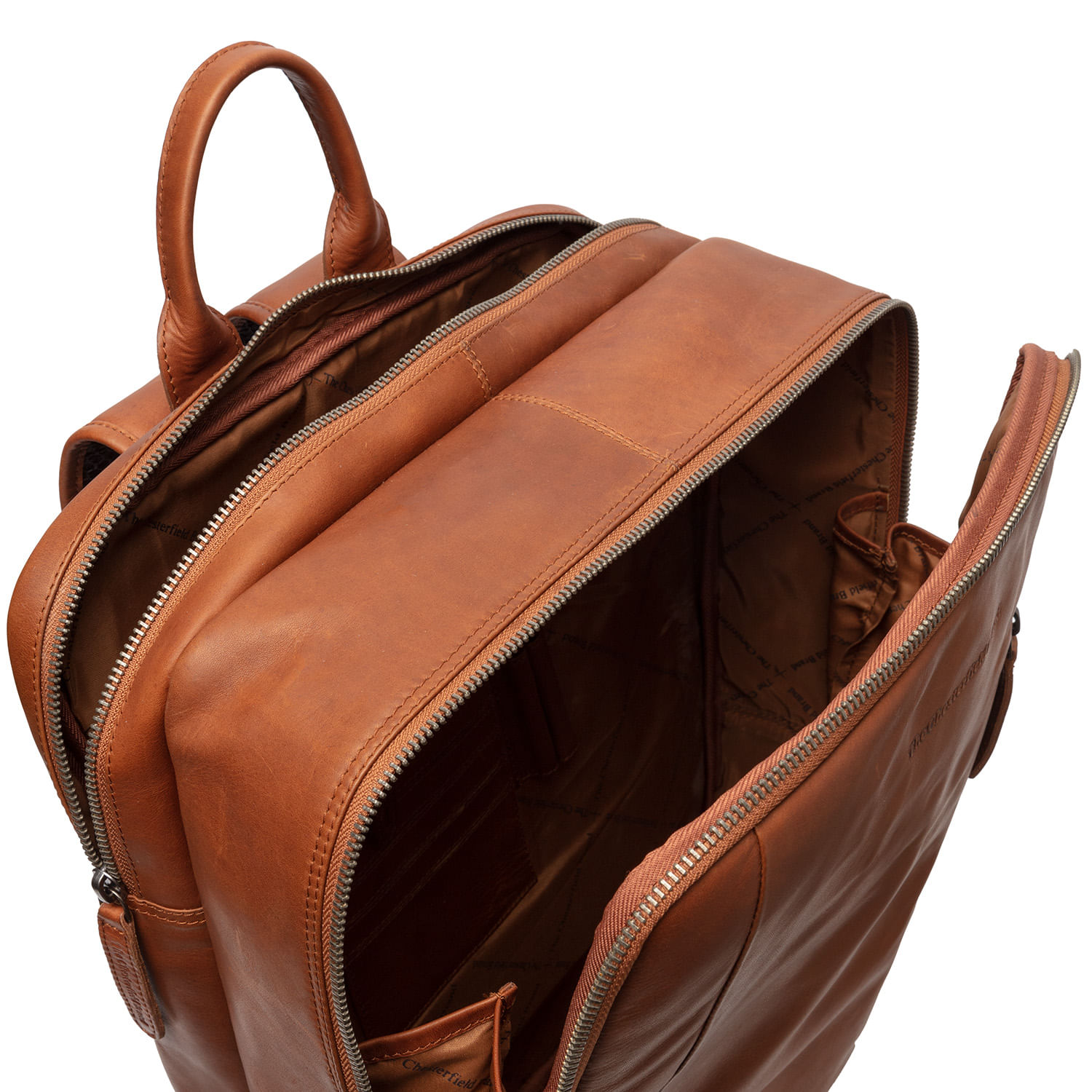 Rucsac de laptop din piele naturala, The Chesterfield Brand, Newcastle, 17 inch, Maro coniac fotografia produsului View 3 L