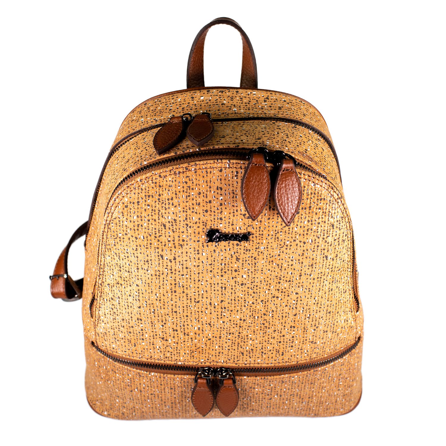 Rucsac de dama din piele naturala, Reform, model 1155, Maro coniac cu imprimeu fotografia produsului View 2 L