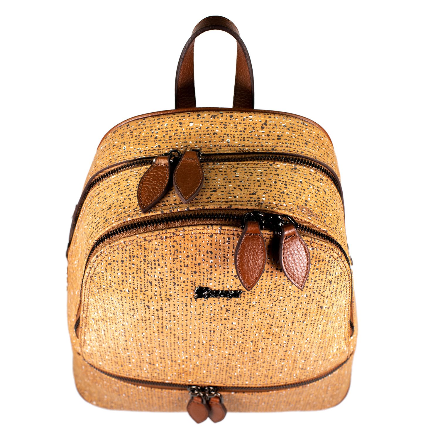 Rucsac de dama din piele naturala, Reform, model 1155, Maro coniac cu imprimeu fotografia produsului View 5 L