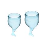 Set 2 cupe menstruale silicon Satisfyer Feel Good, Albastru deschis fotografia produsului