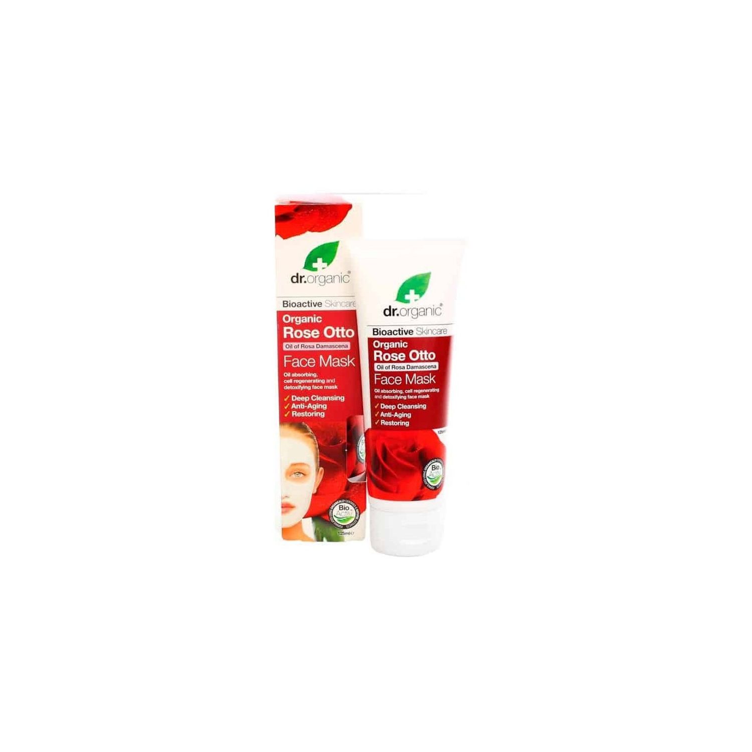 Scrub de fata cu Trandafir Damasc Dr Oganic, 125 ml fotografia produsului