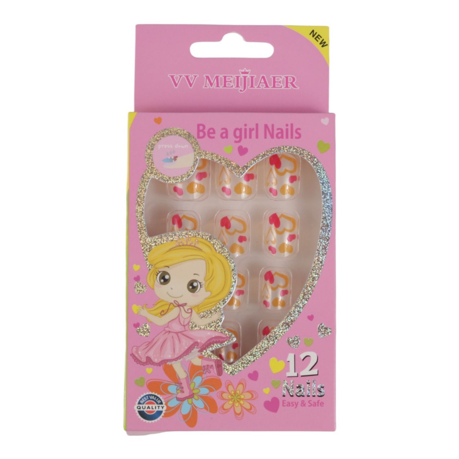 Set 12 Unghii False Pentru Copii, 23 Inimioare pe Gheata fotografia produsului