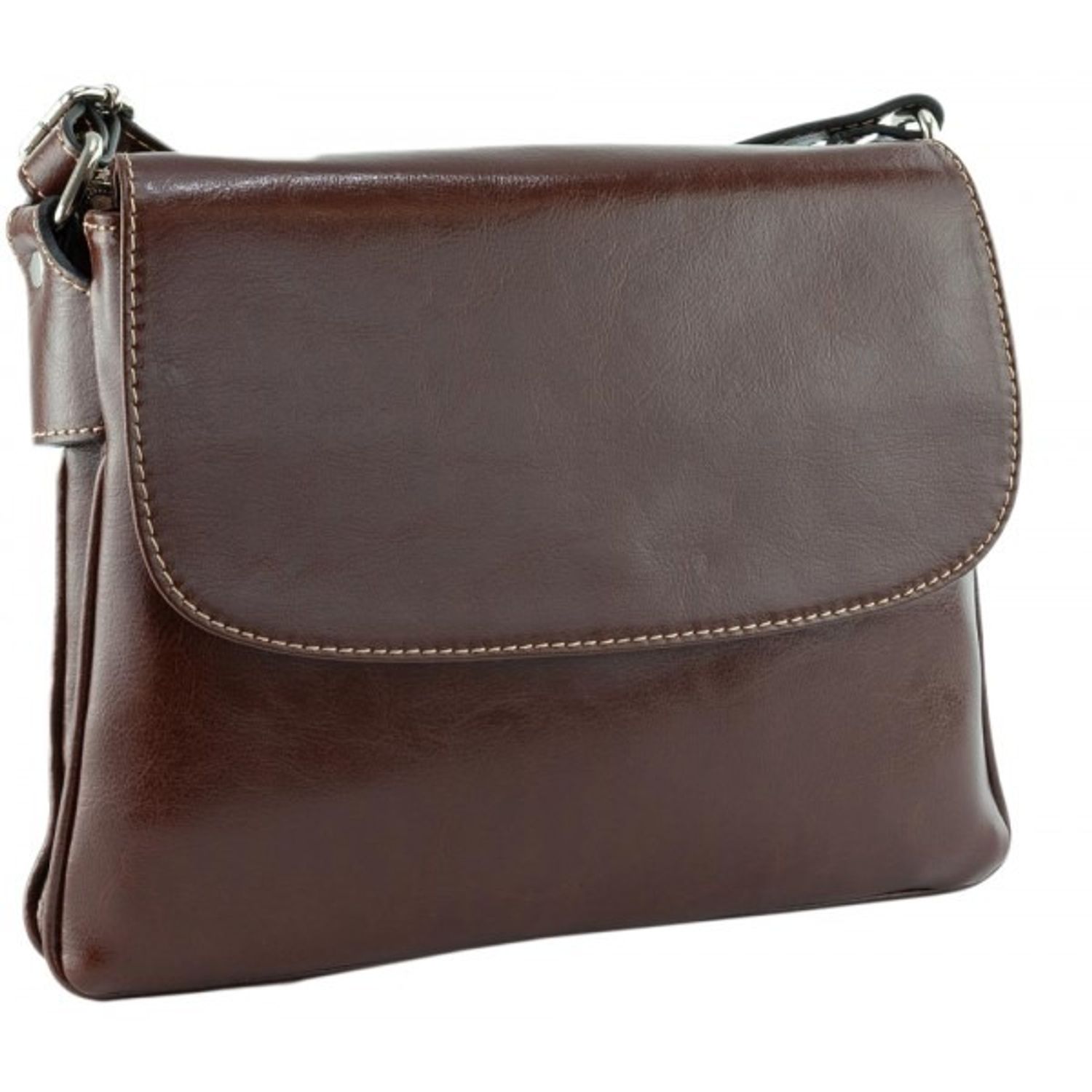 Geanta dama din piele naturala, model 252 crossbody, Maro coniac fotografia produsului