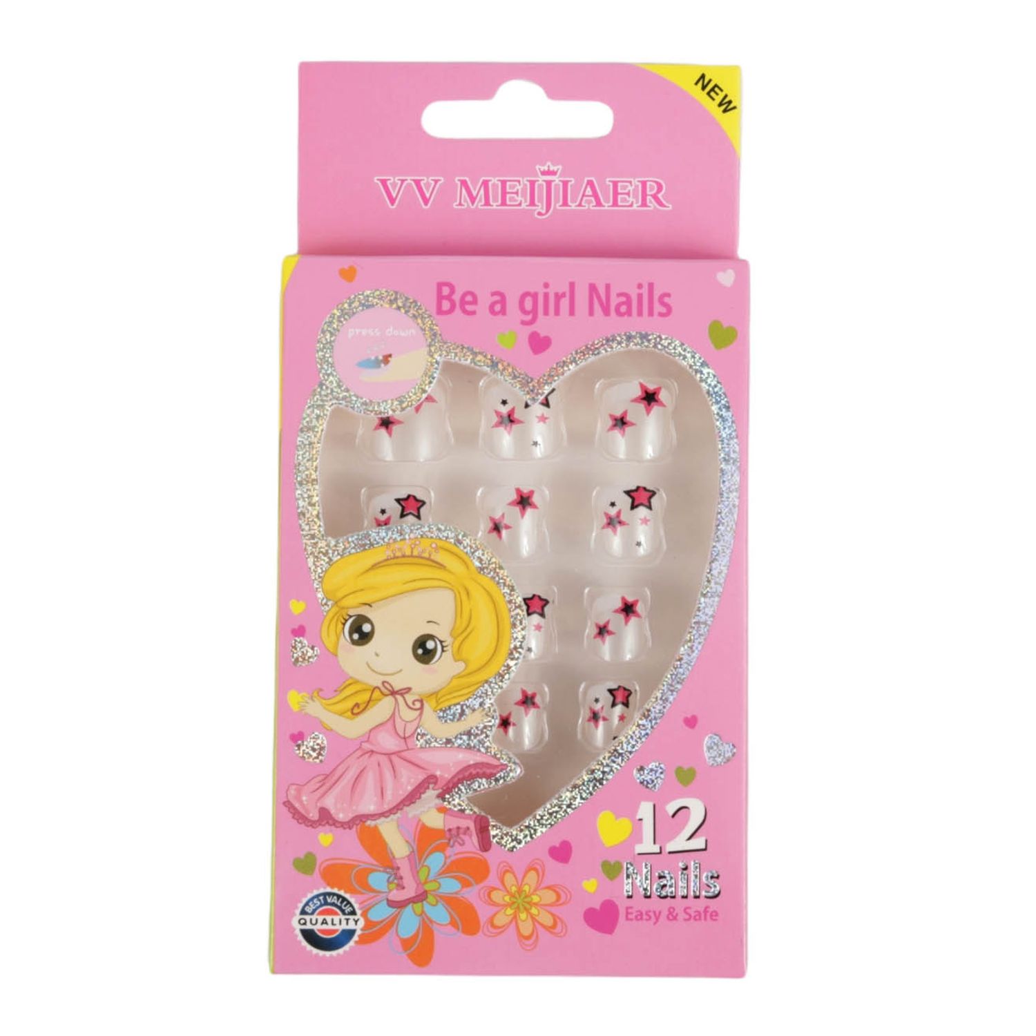 Set 12 Unghii False Pentru Copii, 05 Stelute Cazatoare fotografia produsului