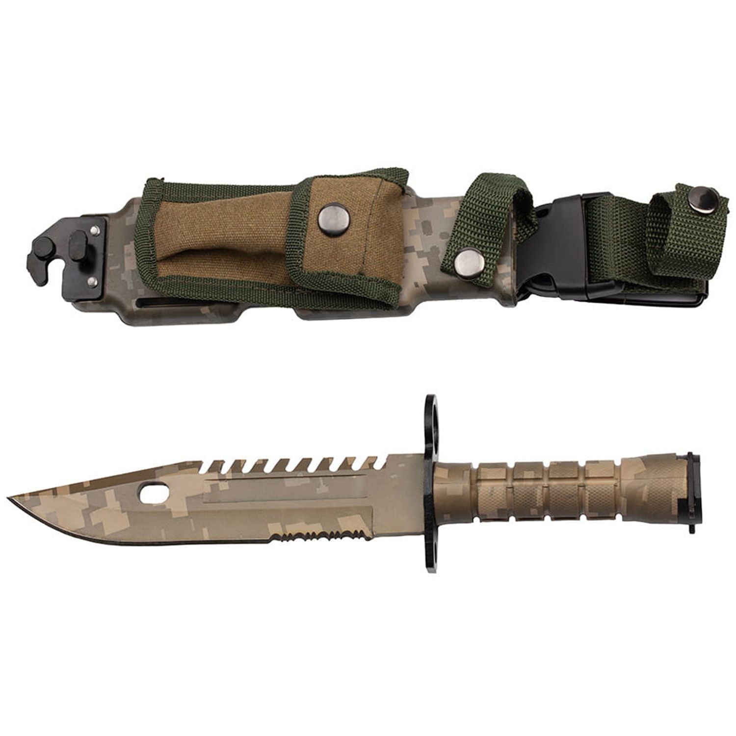 Cutit de vanatoare IdeallStore&reg;, Jungle Camo, multicolor, 32.5 cm, teaca inclusa fotografia produsului
