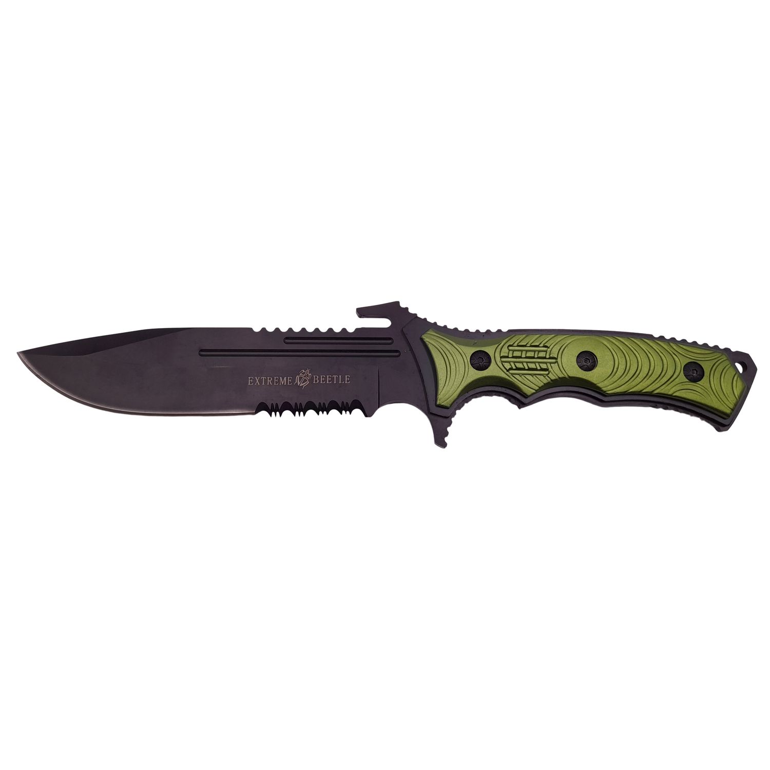 Cutit de vanatoare IdeallStore&reg;, Extreme Beetle, verde, 29 cm, teaca inclusa fotografia produsului View 2 L
