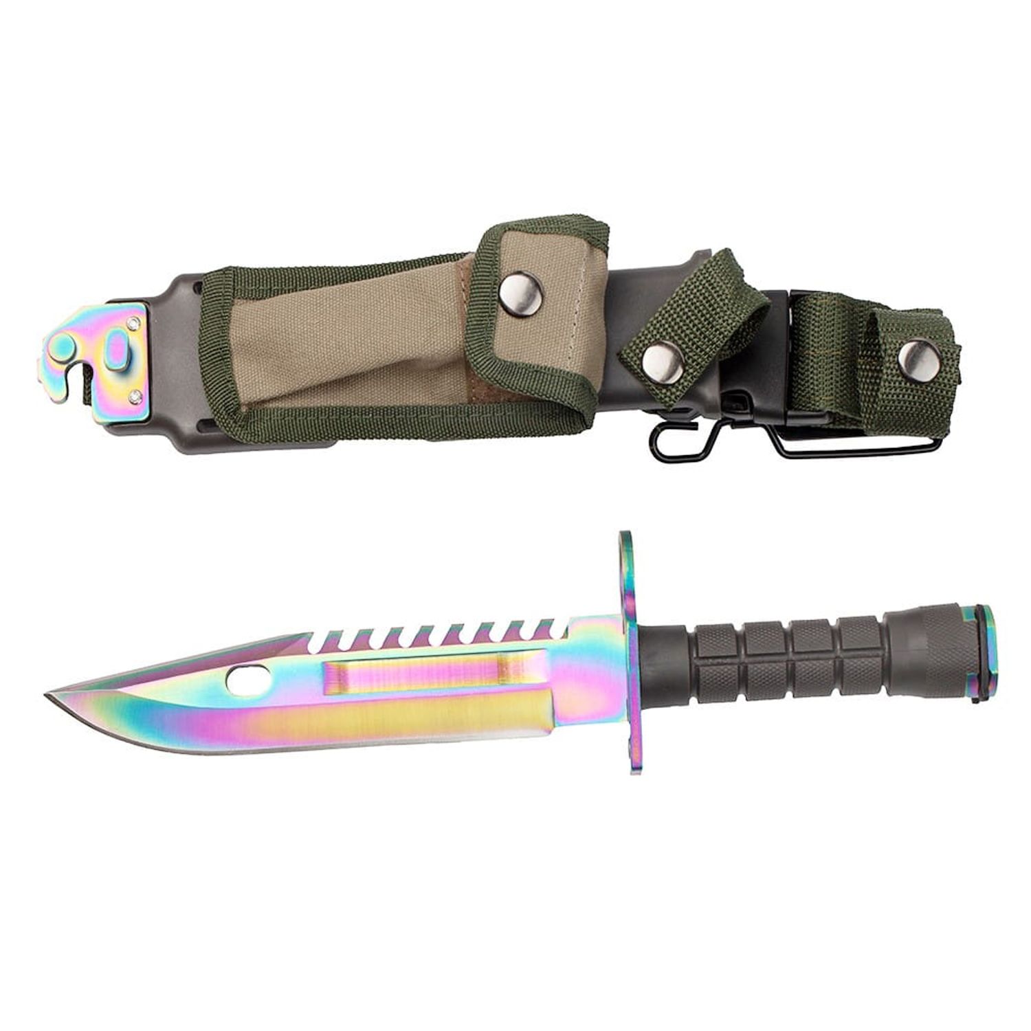 Cutit de vanatoare IdeallStore&reg;, Jungle Rainbow, multicolor, 32.5 cm, teaca inclusa fotografia produsului