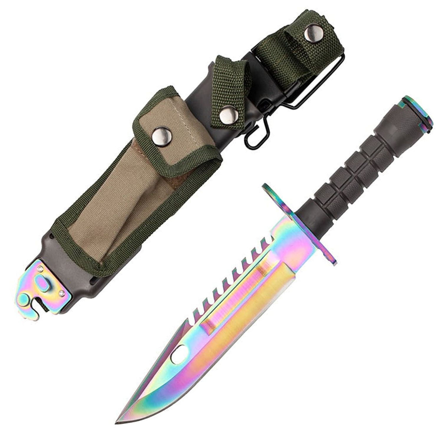 Cutit de vanatoare IdeallStore&reg;, Jungle Rainbow, multicolor, 32.5 cm, teaca inclusa fotografia produsului View 2 L