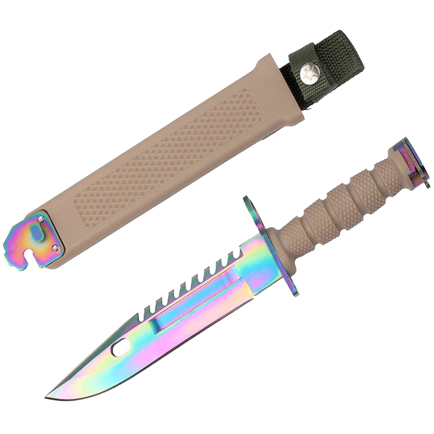 Cutit de vanatoare IdeallStore&reg;, Rainbow Desert, multicolor, 32.5 cm, teaca inclusa fotografia produsului View 13 L