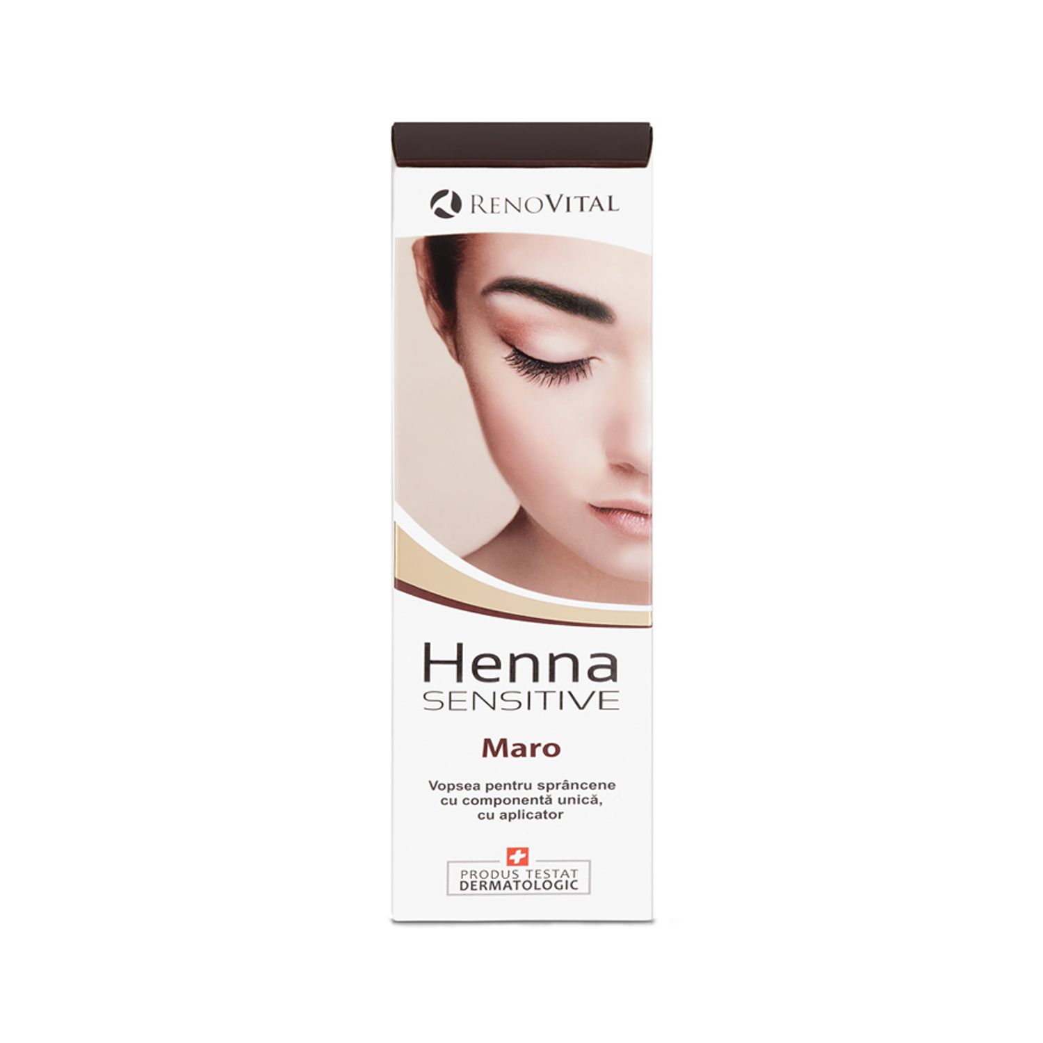 Vopsea Crema pentru sprancene cu Henna Renovital - Maro, 6g fotografia produsului