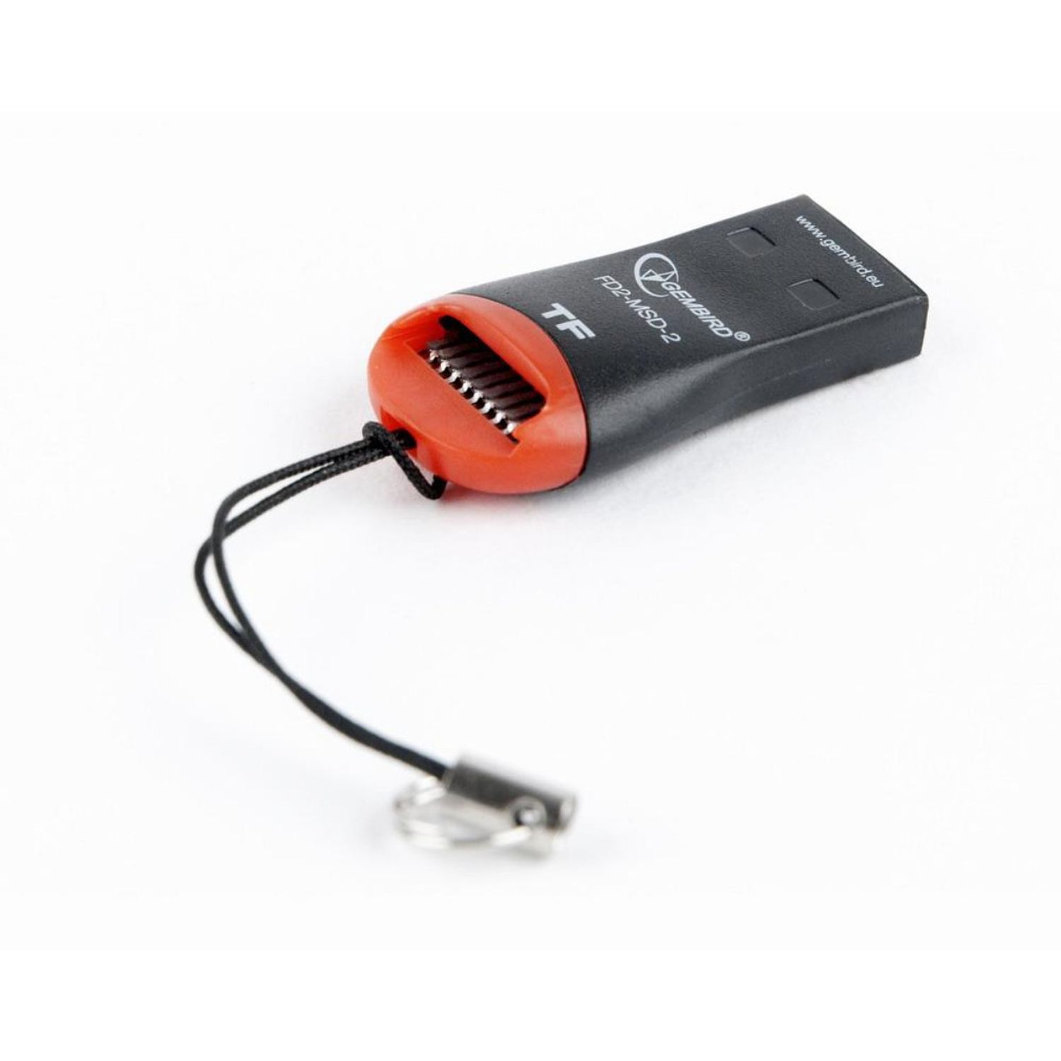 Cititor card microSD, Gembird, interfata USB 20, transfer maxim 25 MBps, negru cu rosu fotografia produsului View 2 L