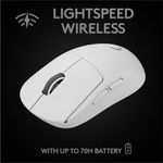 Mouse gaming wireless Logitech Pro X Superlight, ultrausor 63g, senzor LightSpeed Hero 25K DPI, Alb fotografia produsului View 3 S