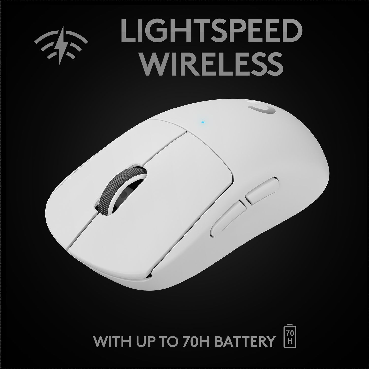 Mouse gaming wireless Logitech Pro X Superlight, ultrausor 63g, senzor LightSpeed Hero 25K DPI, Alb fotografia produsului View 3 L