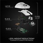 Mouse gaming wireless Logitech Pro X Superlight, ultrausor 63g, senzor LightSpeed Hero 25K DPI, Alb fotografia produsului View 6 S