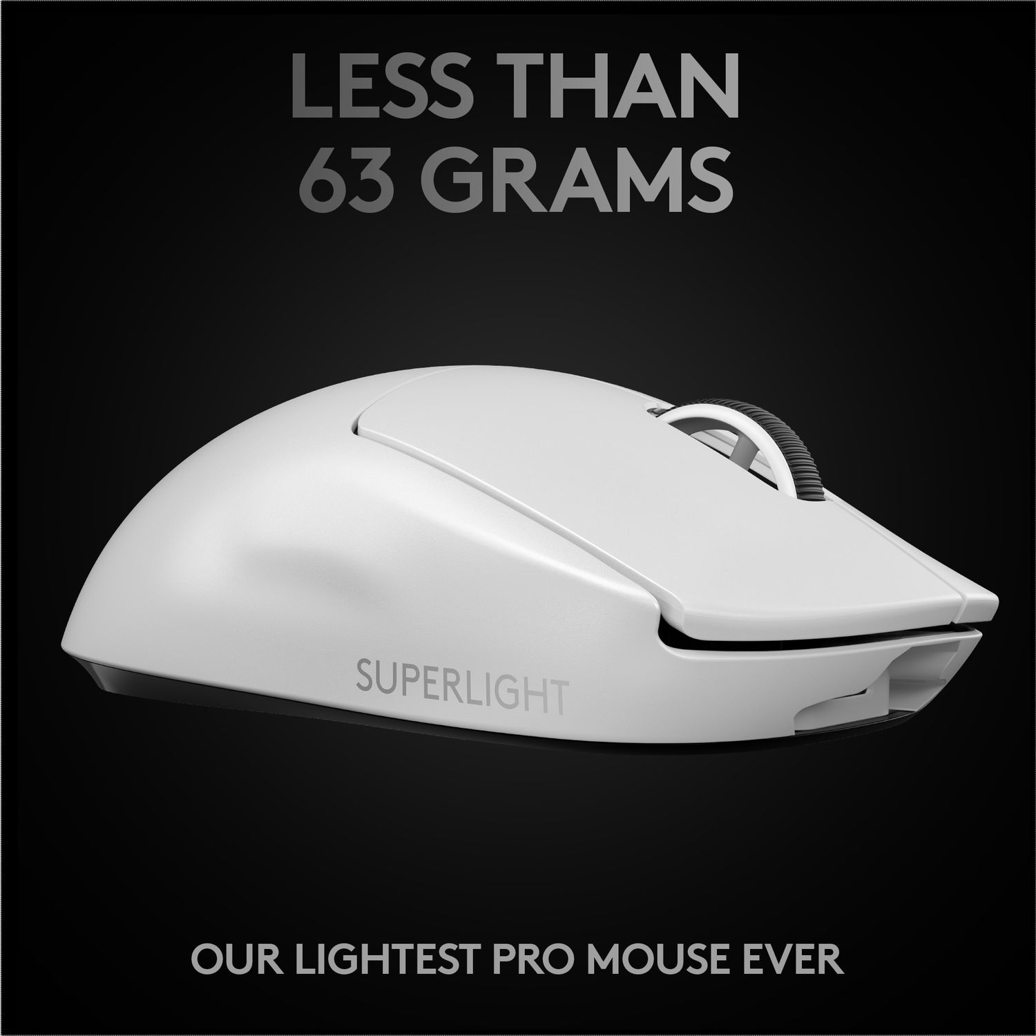 Mouse gaming wireless Logitech Pro X Superlight, ultrausor 63g, senzor LightSpeed Hero 25K DPI, Alb fotografia produsului View 2 L