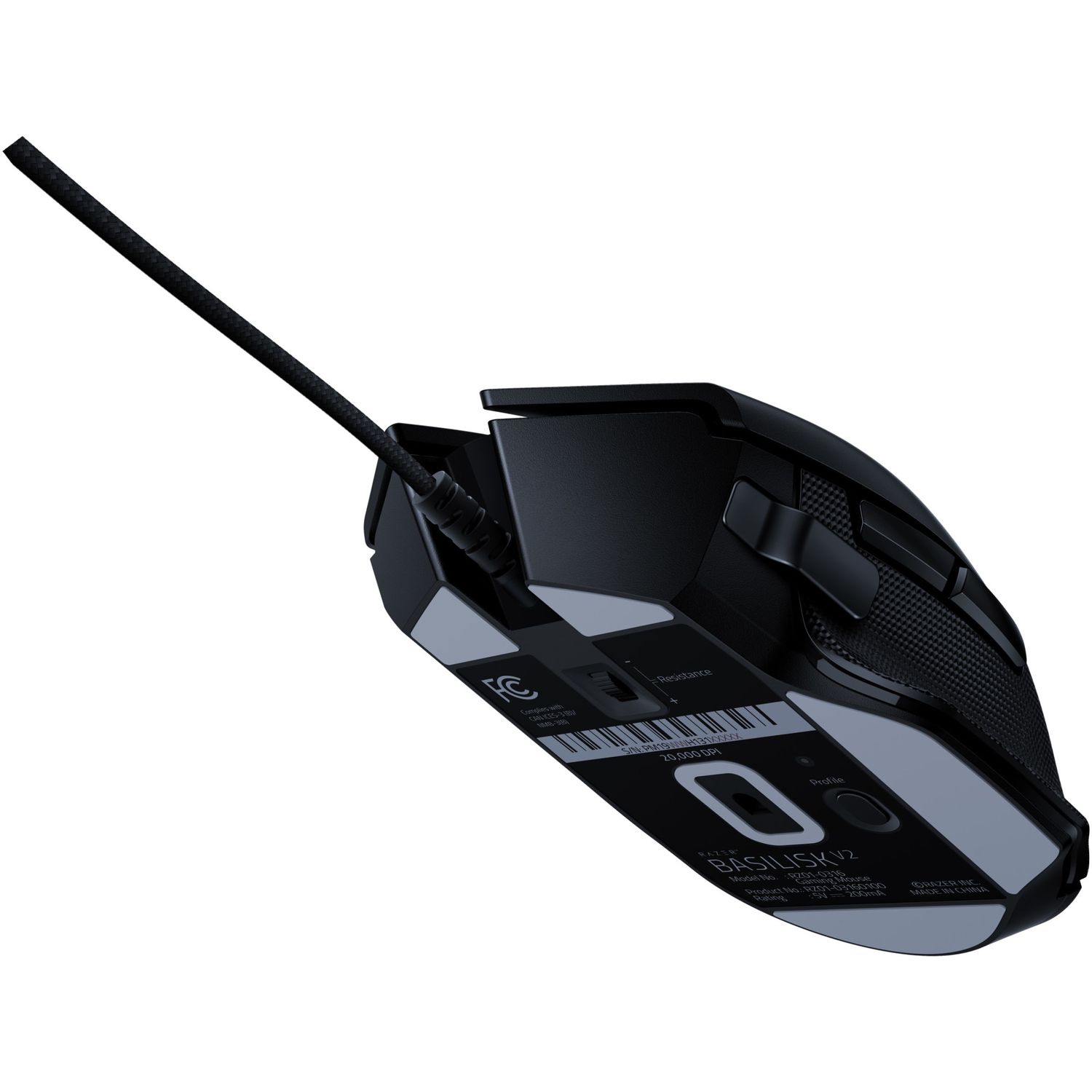 Mouse gaming Razer Basilisk V2, 20K DPI, iluminare Chroma RGB, ajustare rezistenta scroll, Negru fotografia produsului View 4 L