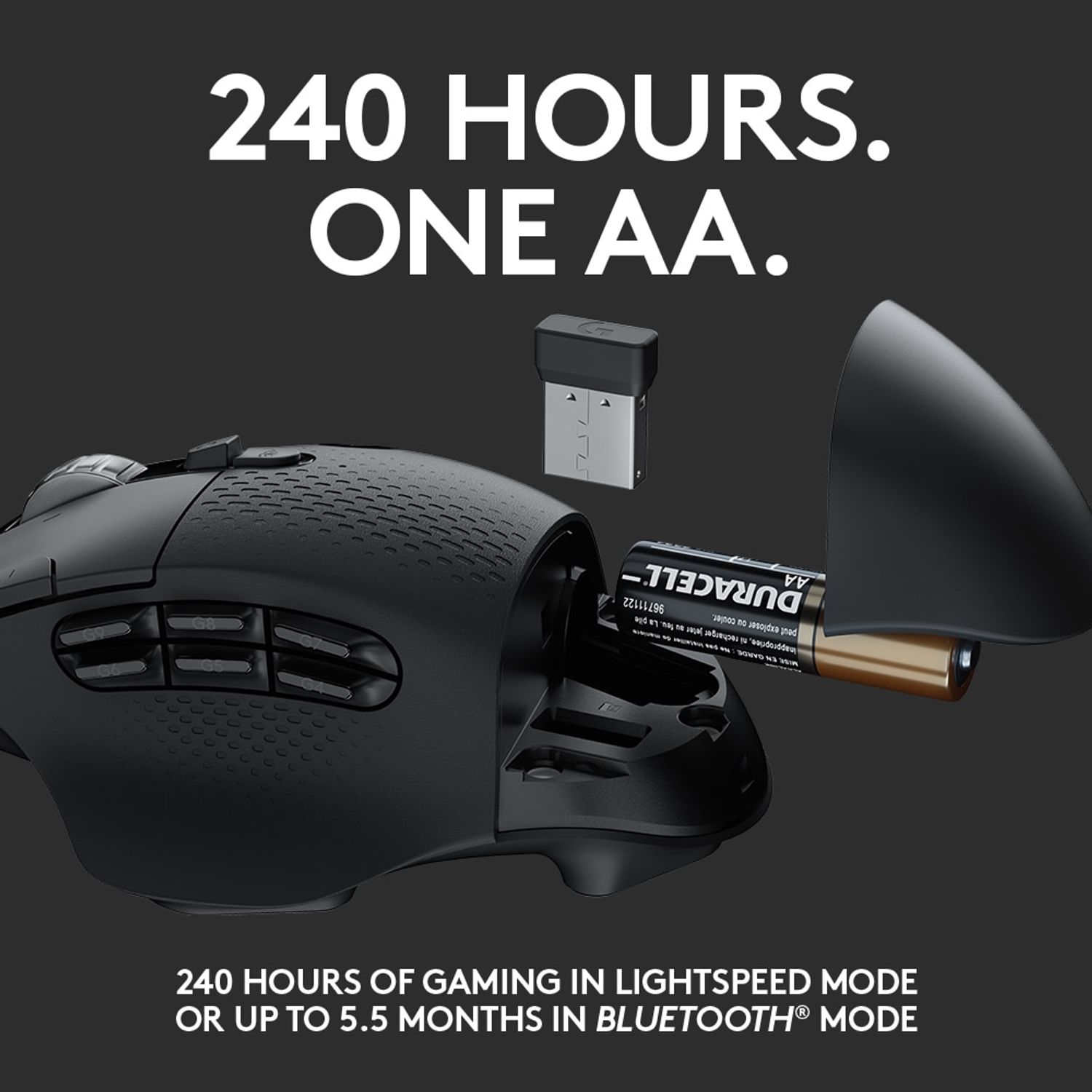 Mouse gaming wireless Logitech G604 LightSpeed Hero 16K DPI, Negru fotografia produsului View 3 L