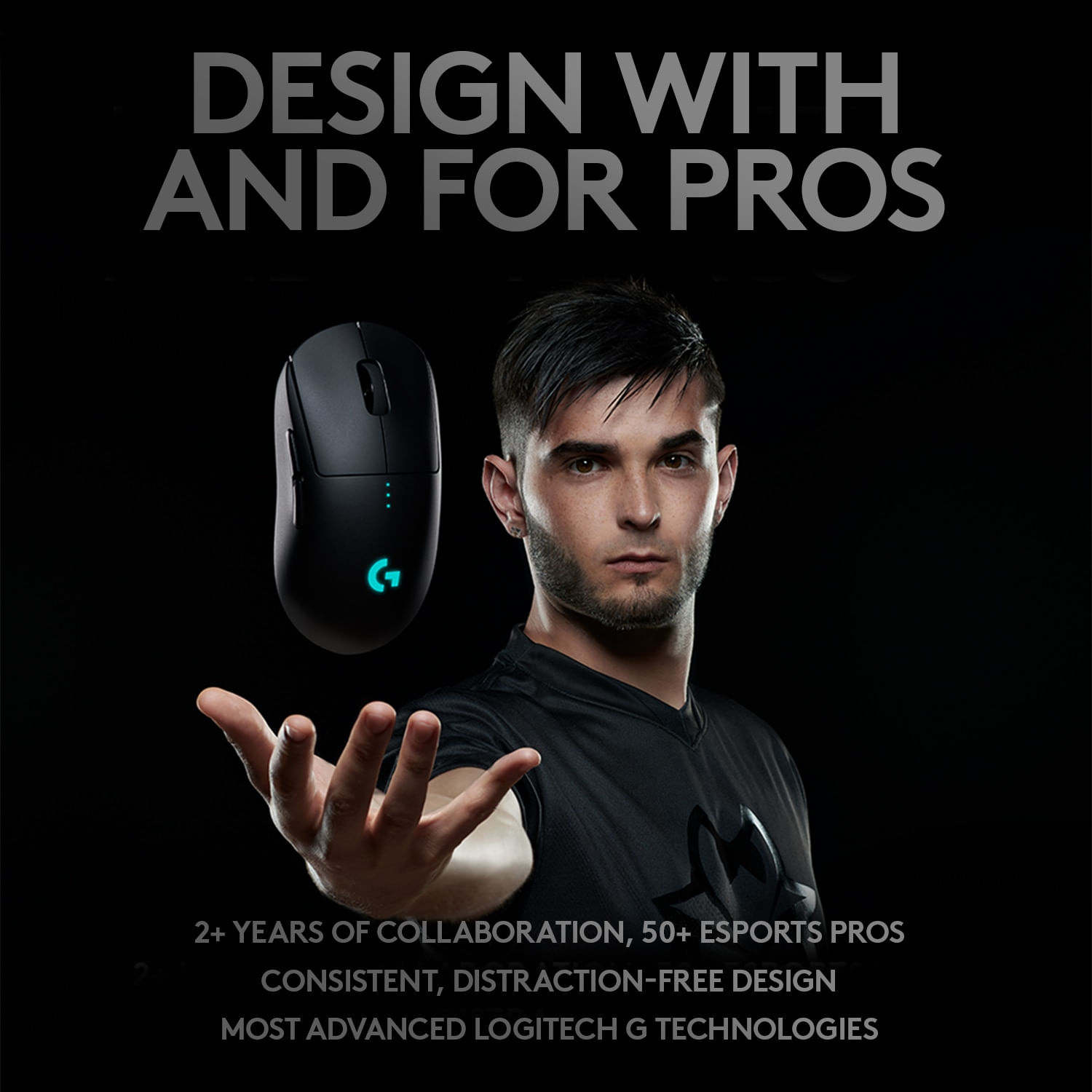 Mouse gaming wireless Logitech G PRO LightSpeed Hero 16K DPI, Negru fotografia produsului View 2 L