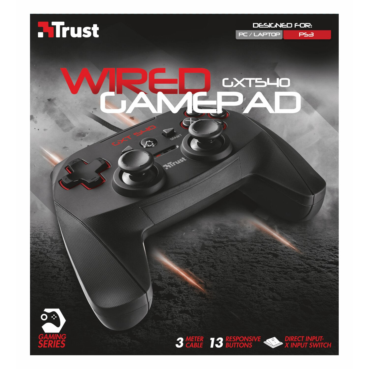 Gamepad Trust GXT 540 Wired Gamepad pentru PC si Playstation 3 fotografia produsului View 5 L