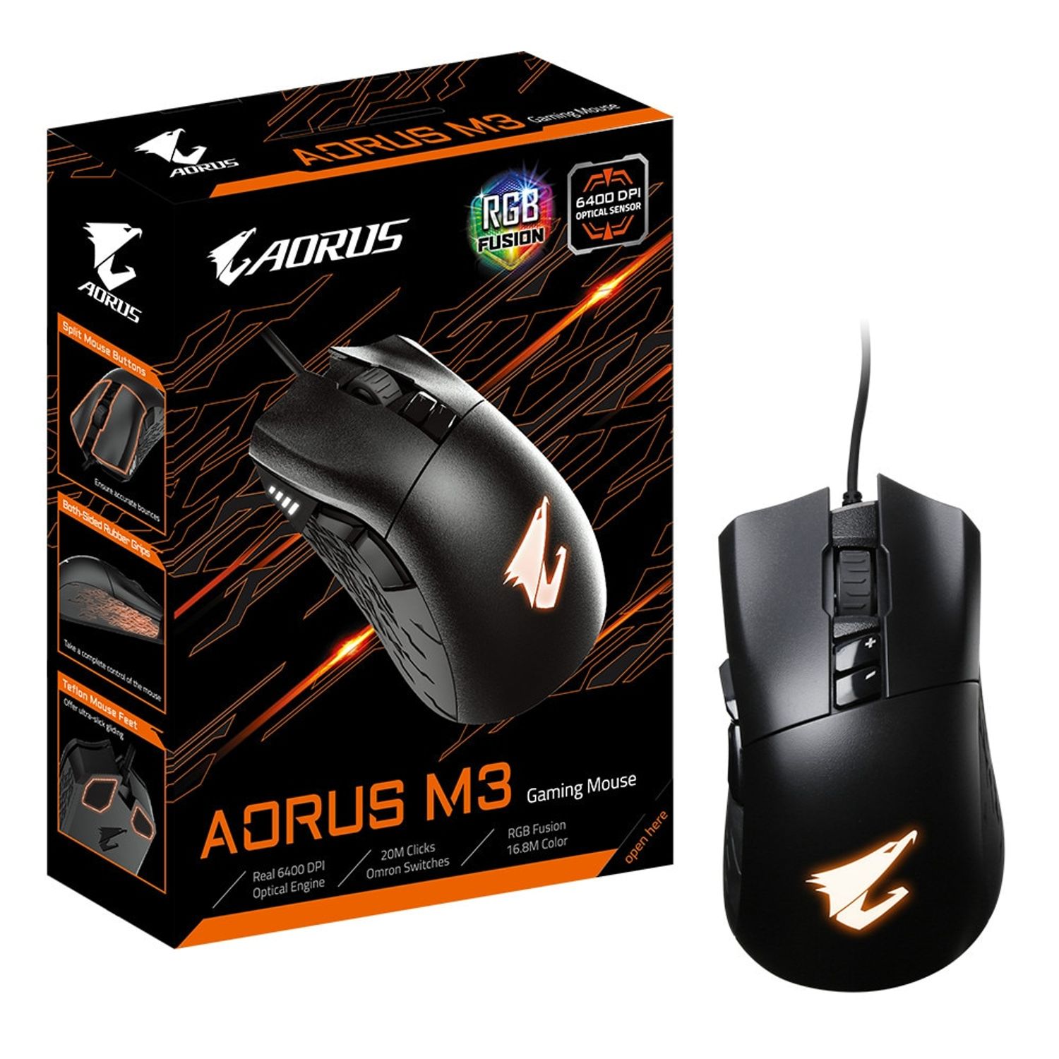 Mouse optic gaming Gigabyte Aorus M3 RGB Fusion fotografia produsului