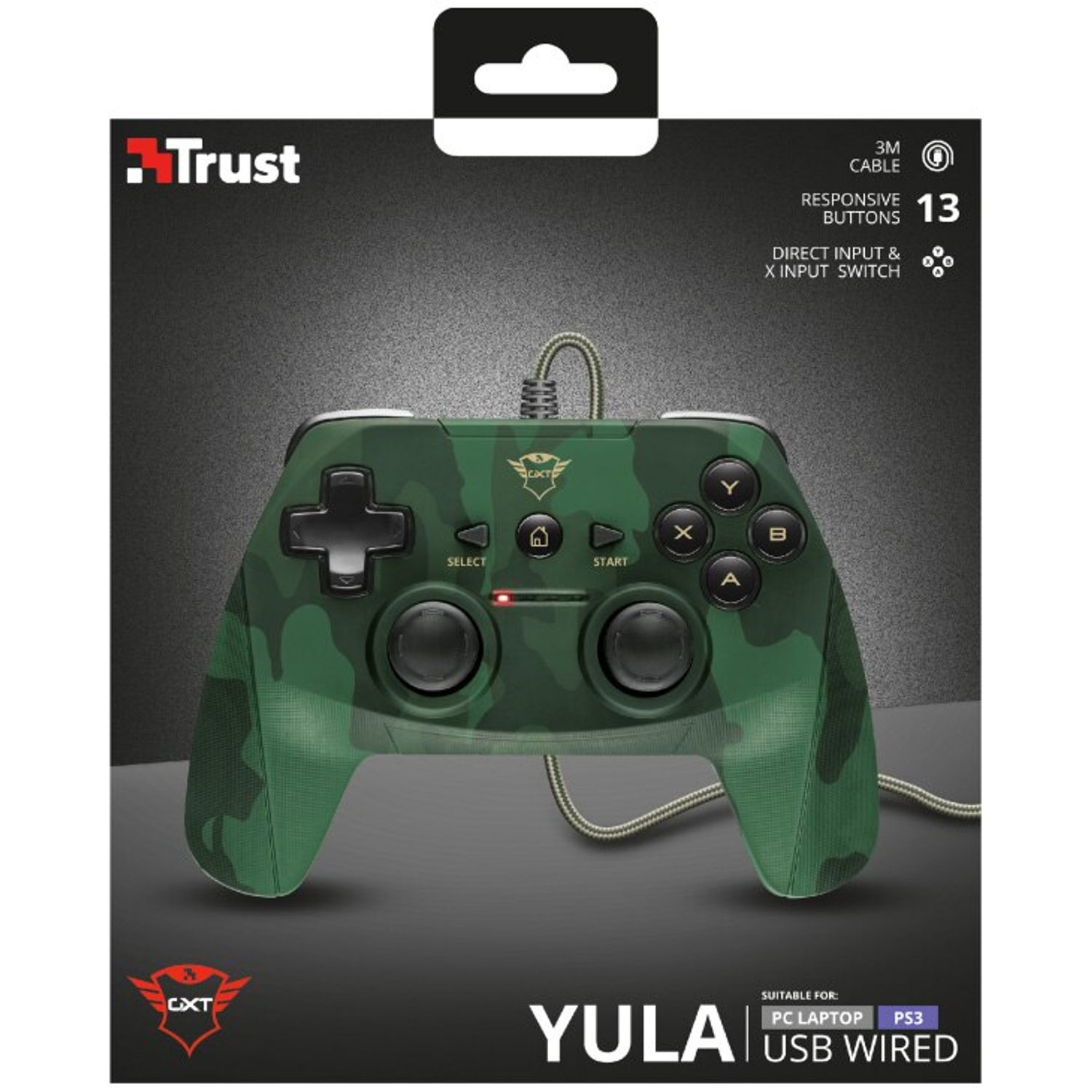 Gamepad Trust GXT 540C Yula Wired Gamepad, Camo pentru PC si PlayStation 3 fotografia produsului View 3 L