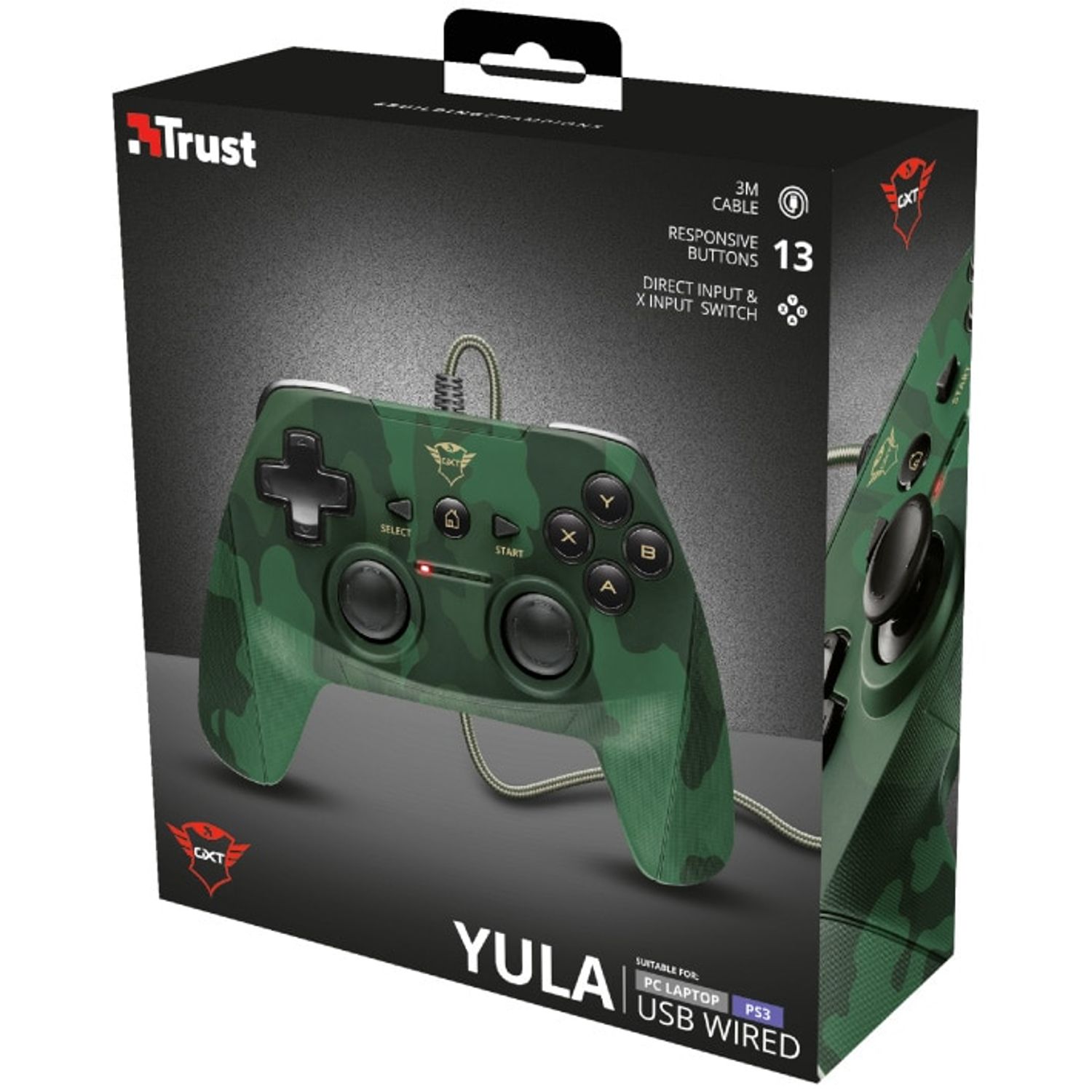Gamepad Trust GXT 540C Yula Wired Gamepad, Camo pentru PC si PlayStation 3 fotografia produsului View 5 L