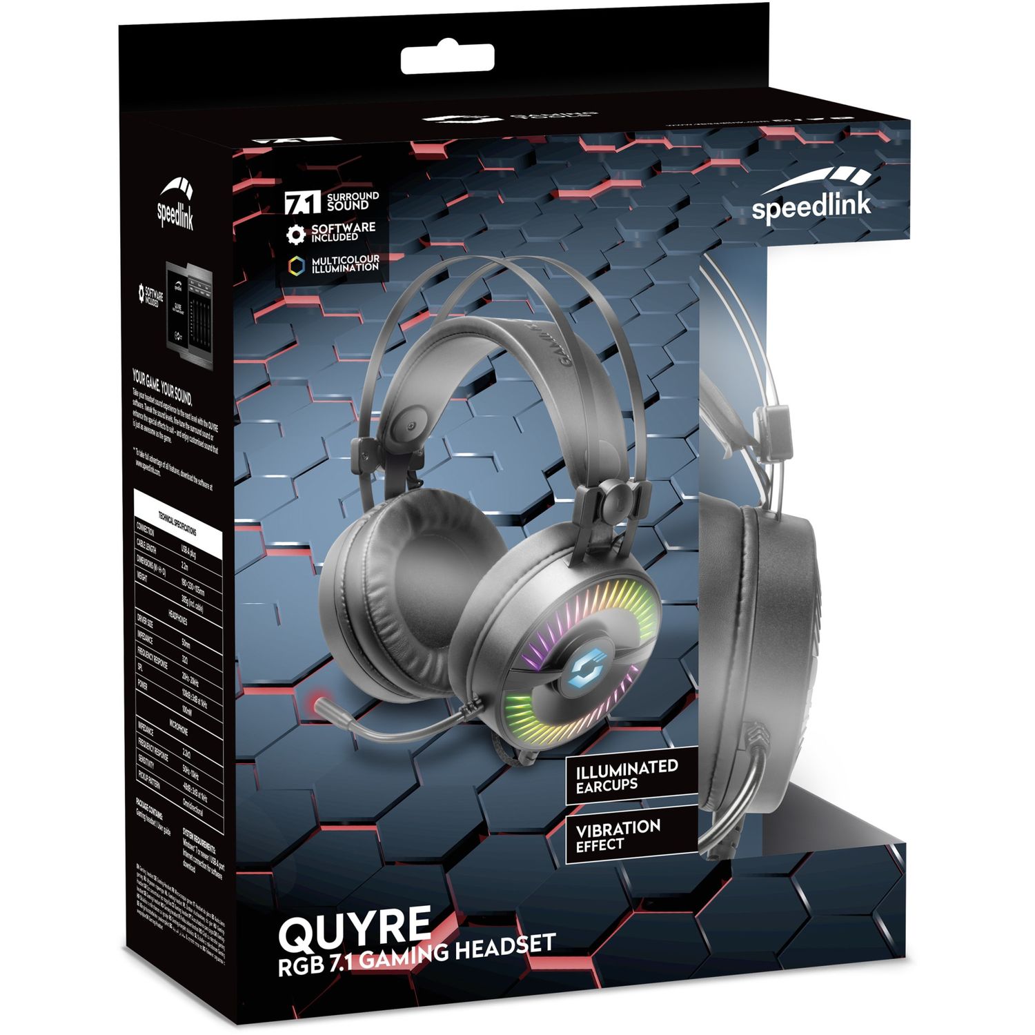 Casti gaming Speedlink, QUYRE RGB 71, PC, Negru fotografia produsului View 3 L