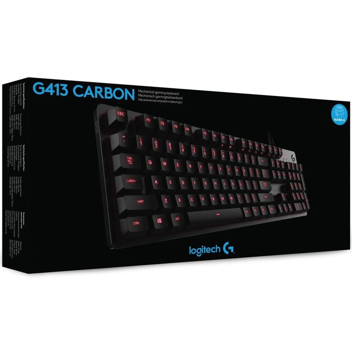 Tastatura gaming mecanica Logitech G413 Backlit, carbon fotografia produsului View 6 L