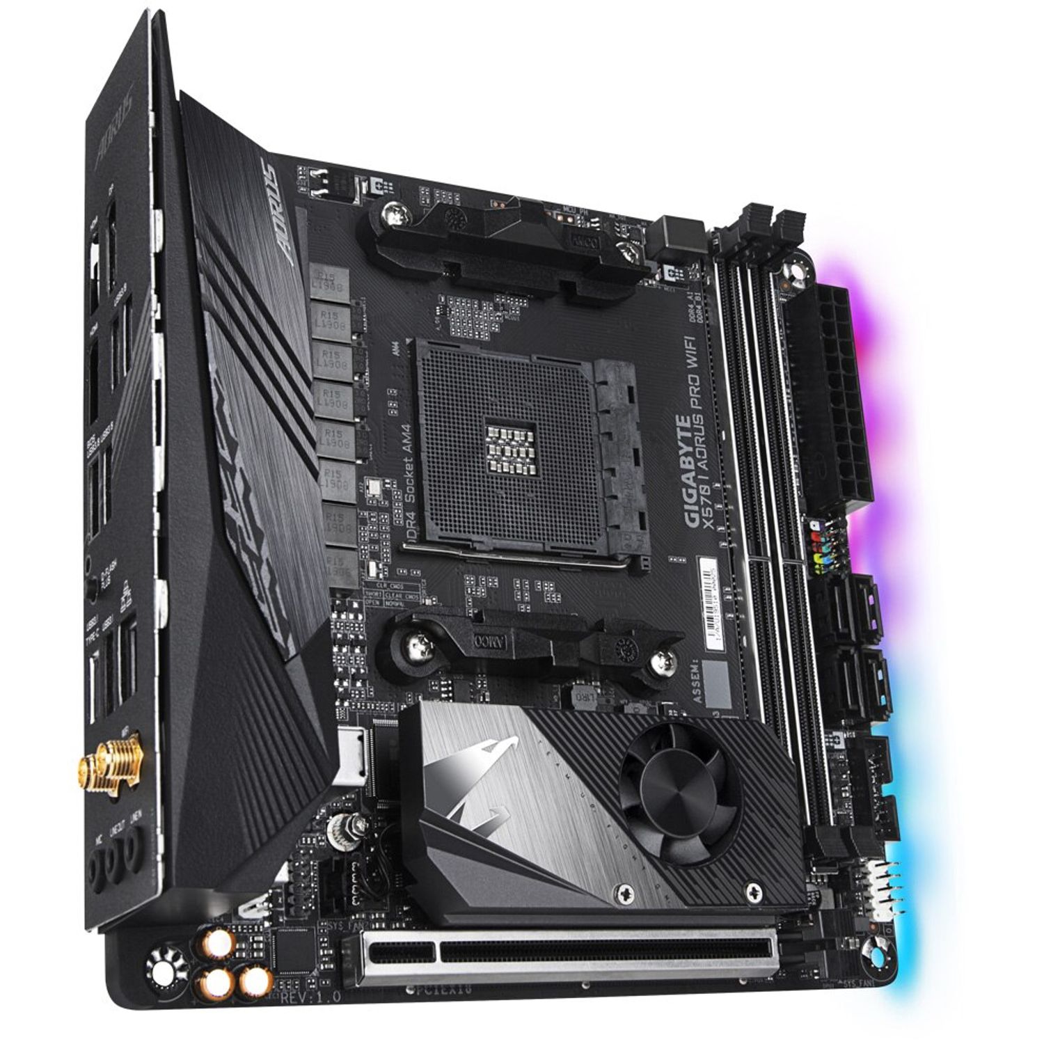 Placa de baza Gigabyte X570 I Aorus Pro Wi-fi, Socket AM4 (4719331806408) fotografia produsului View 2 L